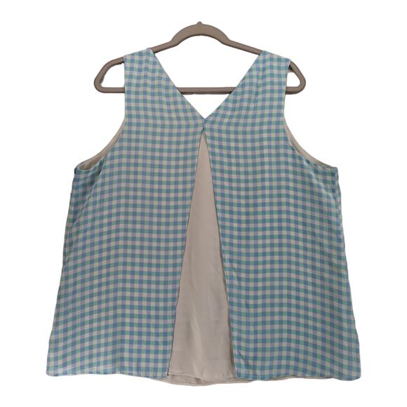 Charming Charlie Check Tank Top XL Blue Green Overlay Asymmetric Layered‎ Tiered - Picture 3 of 9